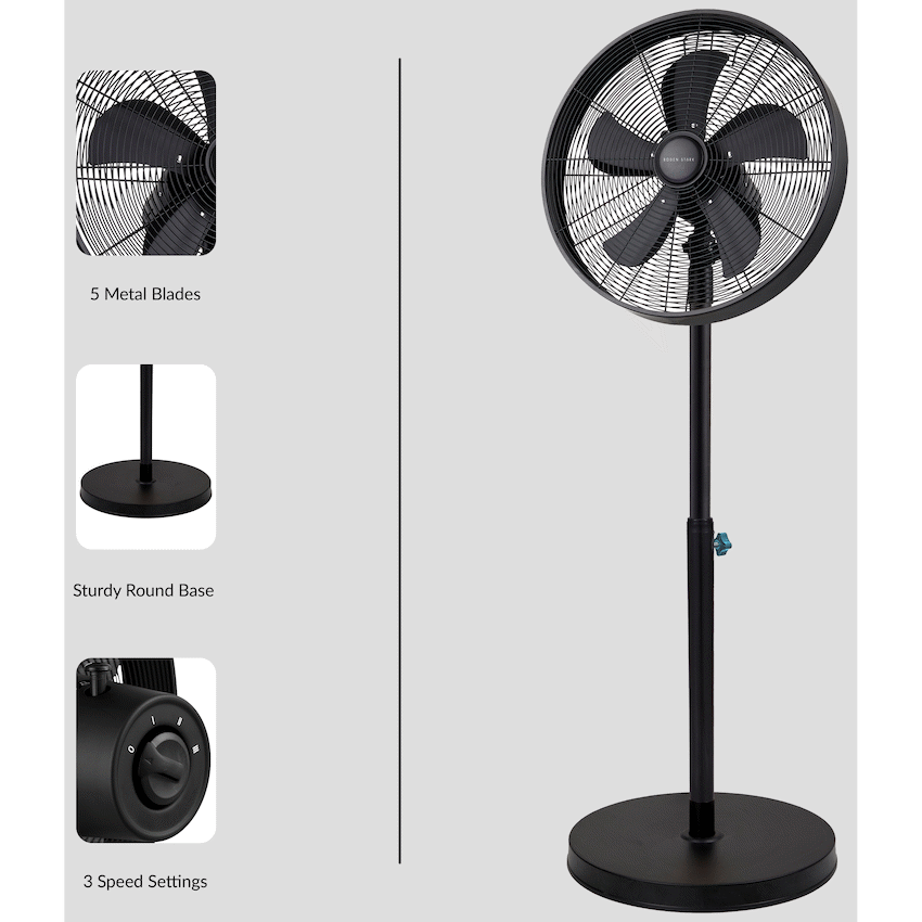 Boden Stark 45cm Stand Fan - Black - Guards On Duty Shop & Security Guards