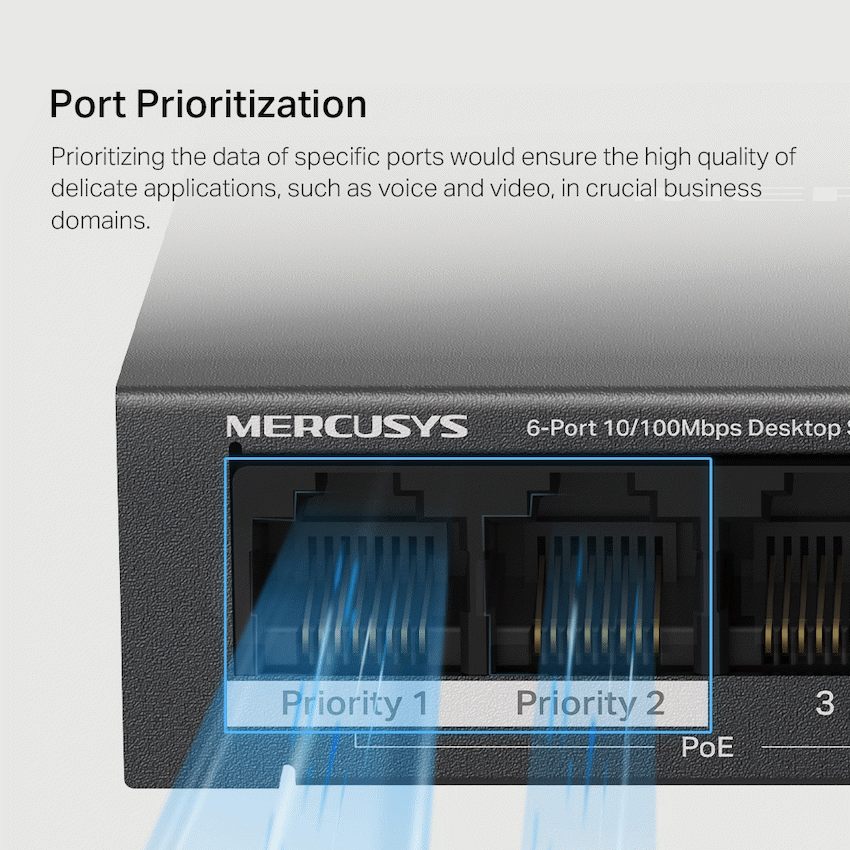 TP-Link Mercusys MS106LP 6-Port 10/100Mbps Desktop Switch with 4-Port PoE+