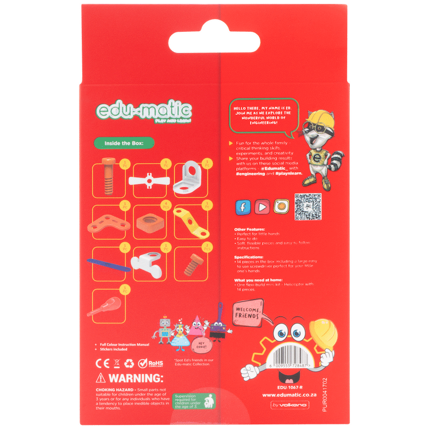 Edu-matic Flexi Build Mini Kit - Helicopter - 14 pcs - Guards On Duty Shop & Security Guards