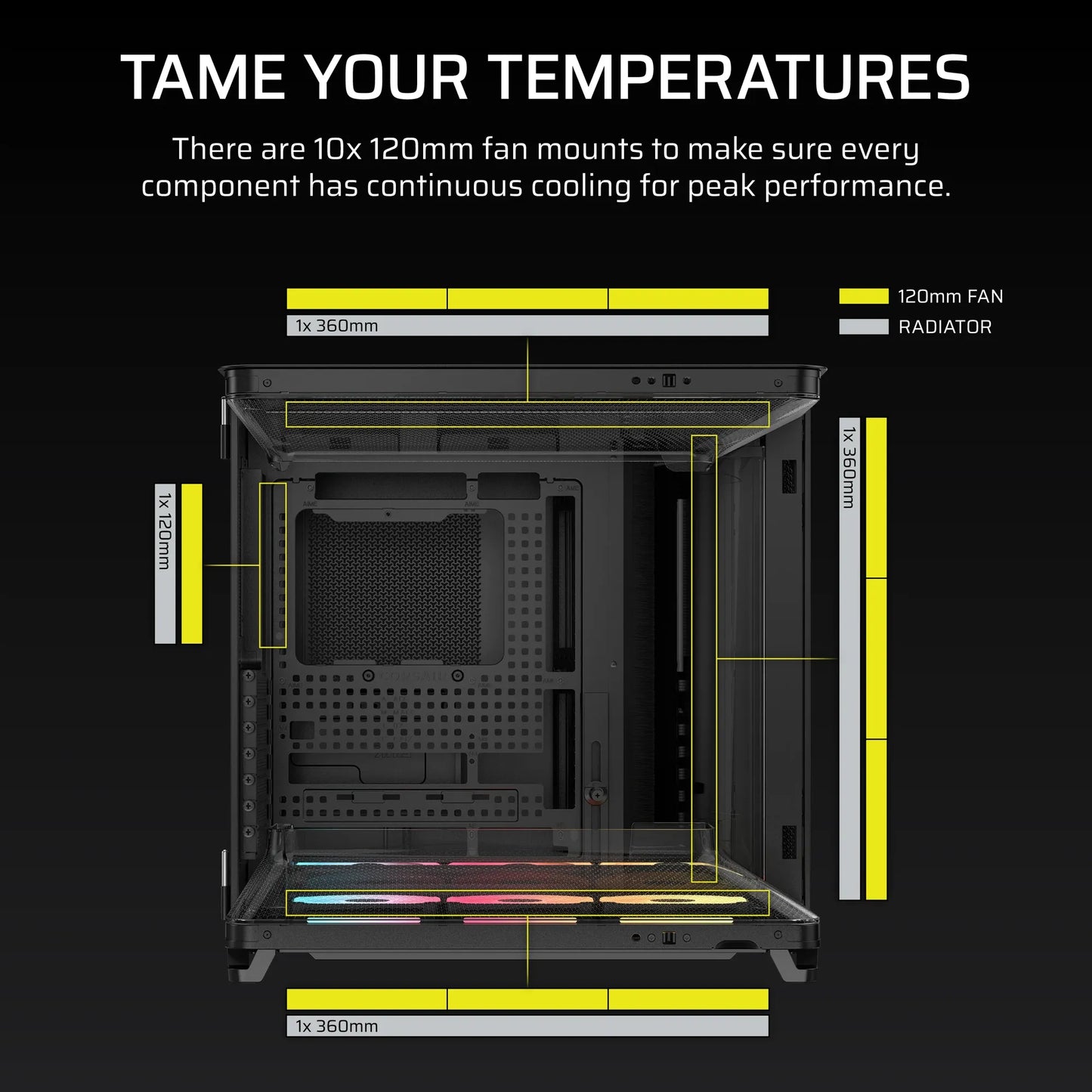 AIR 5400 LX-R RGB iCUE LINK Triple Chamber Mid-Tower PC Case ;3x Fans included;2x 2.5'' ; 1x 3.5'';  Black