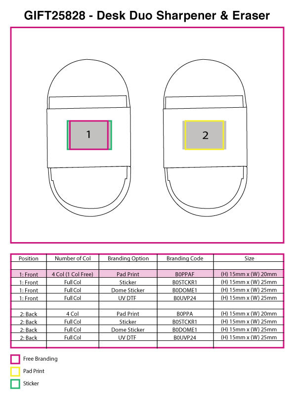 Desk Duo Sharpner & Eraser - branding