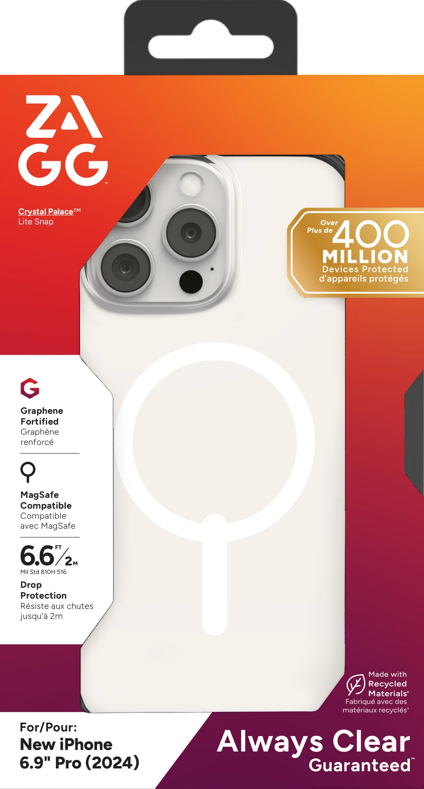 ZAGG Cases PH CrystlPal Lite Snap Apple  iP16 Pro Max  Clear