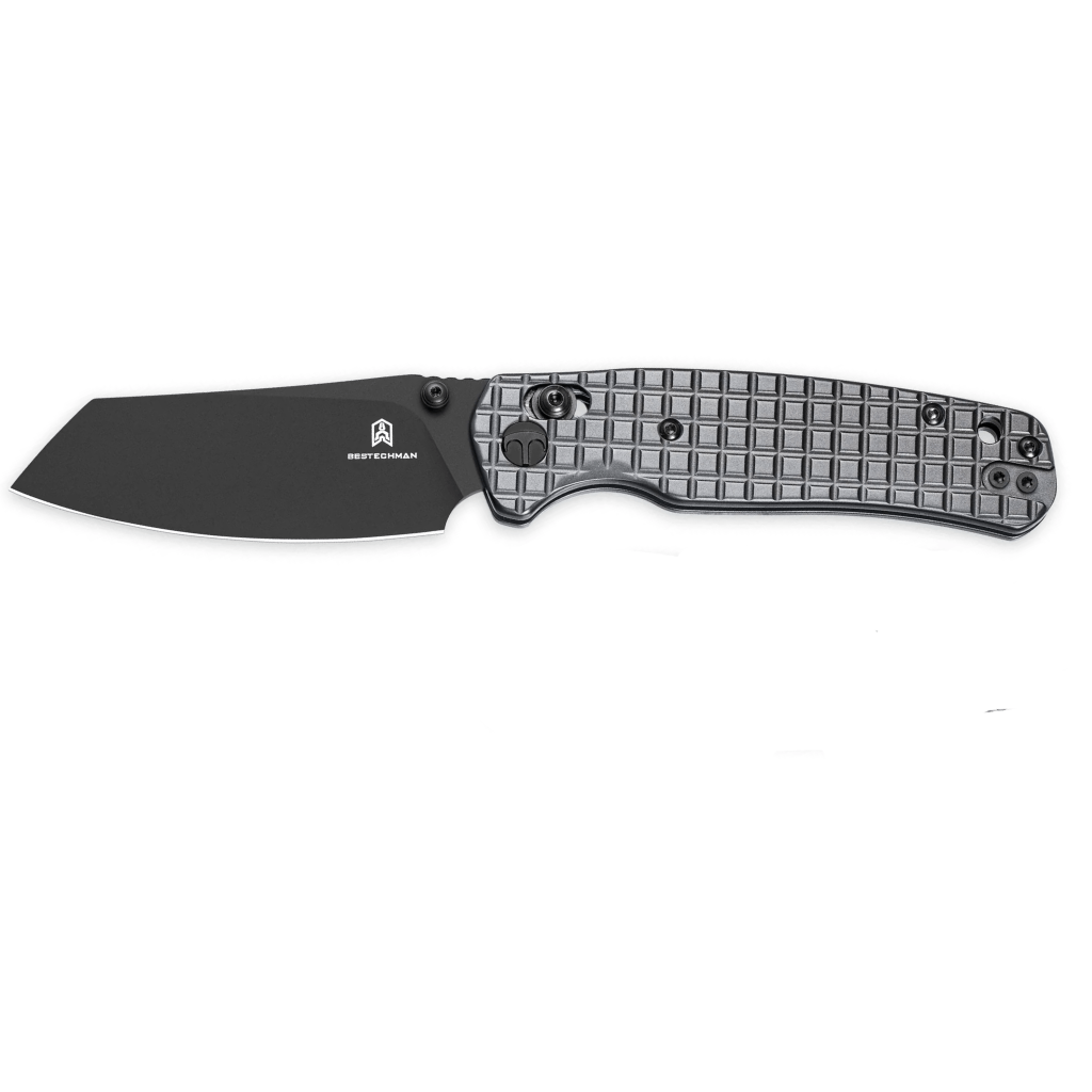 Bestechman Cicada’s Wing BMK06-S-2 – Black PVD Blade & Frag Pattern Steel Handle Folding Knife