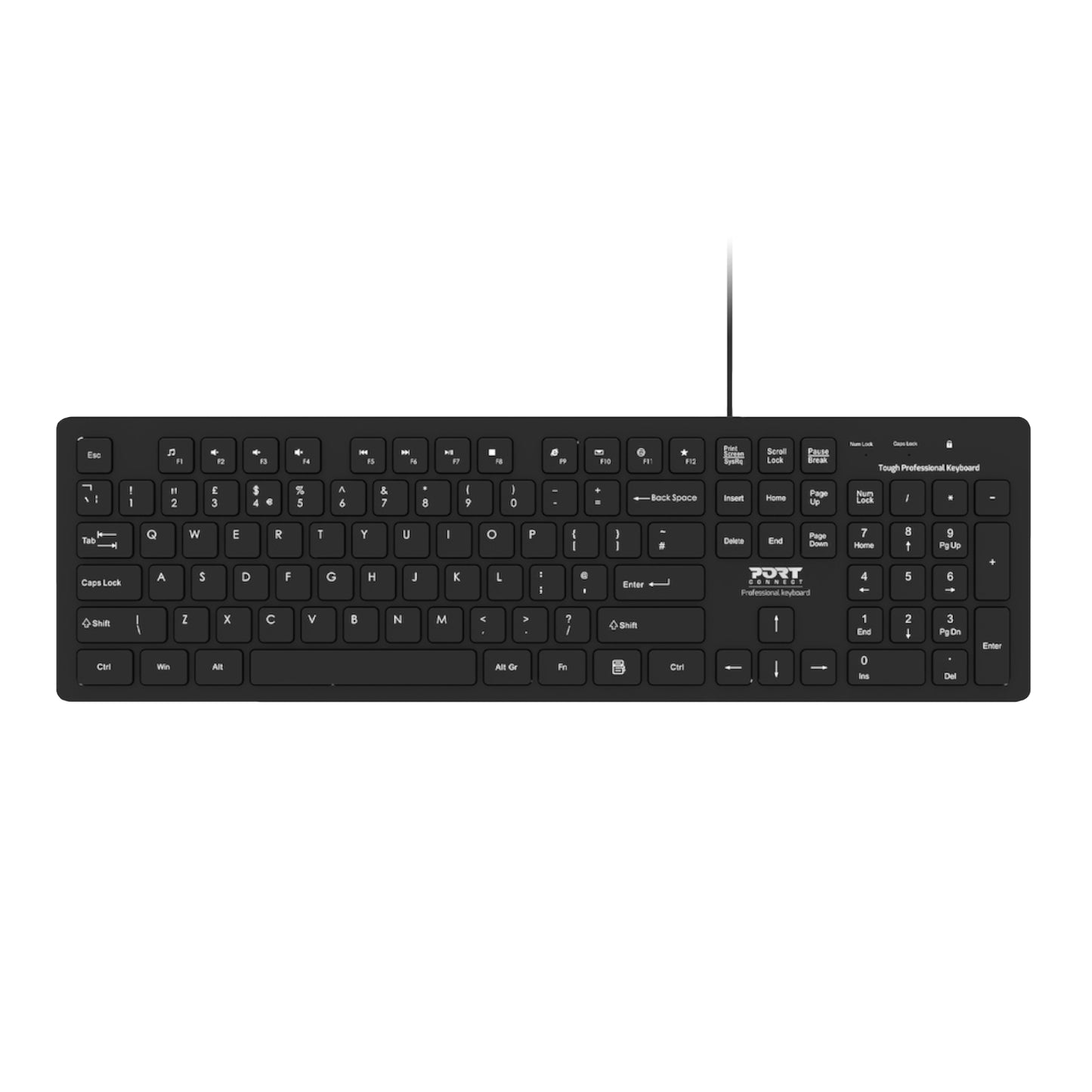 Port Connect Tough Office USB Keyboard - Black - Guards On Duty Shop & Security Guards