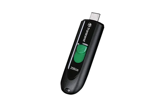 TRANSCEND 256GB JF790C USB C (5Gpbs) CAPLESS FLASH DRIVE - BLACK AND GREEN