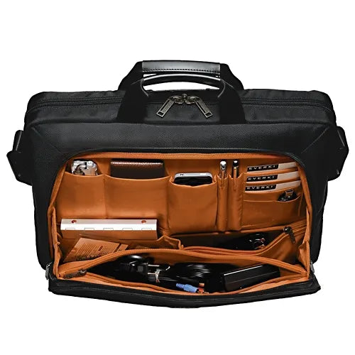 EVERKI LUNAR BRIEFCASE | Fits up to 18.4 inch laptops | Leather handles and accents | Trolley handle pass-through