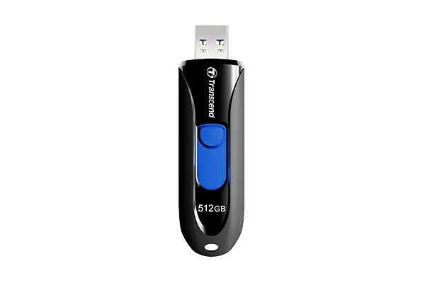 TRANSCEND 512GB JF790 USB3.1 GEN 1 CAPLESS FLASH DRIVE - BLACK AND BLUE
