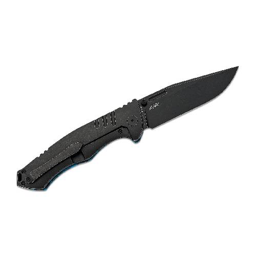 BESTECH Black and Blue Keen II Damascus Folding Knife - BT2301D