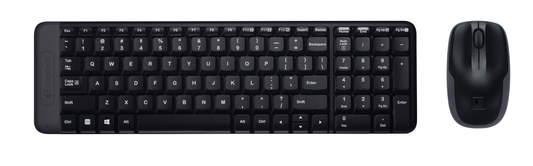 Logitech MK220 Wireless Keyboard and Mouse - Combo - Black