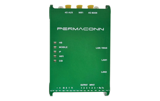 Permaconn Dual SIM 4G + IP Communicator + WIFI - incl. SIMs, CID comms, 3 x input, 3 x output, support remote up/download, 12VDC (ICASA Pending)