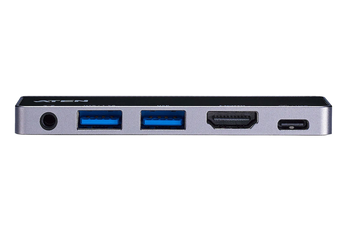 ATEN Dock; USB-C 5-in-1 Travel Dock with Power Pass-Through - 1 x audio port; 2 x USB Type-A ports; 1 x HDMI; 1 x USB-C