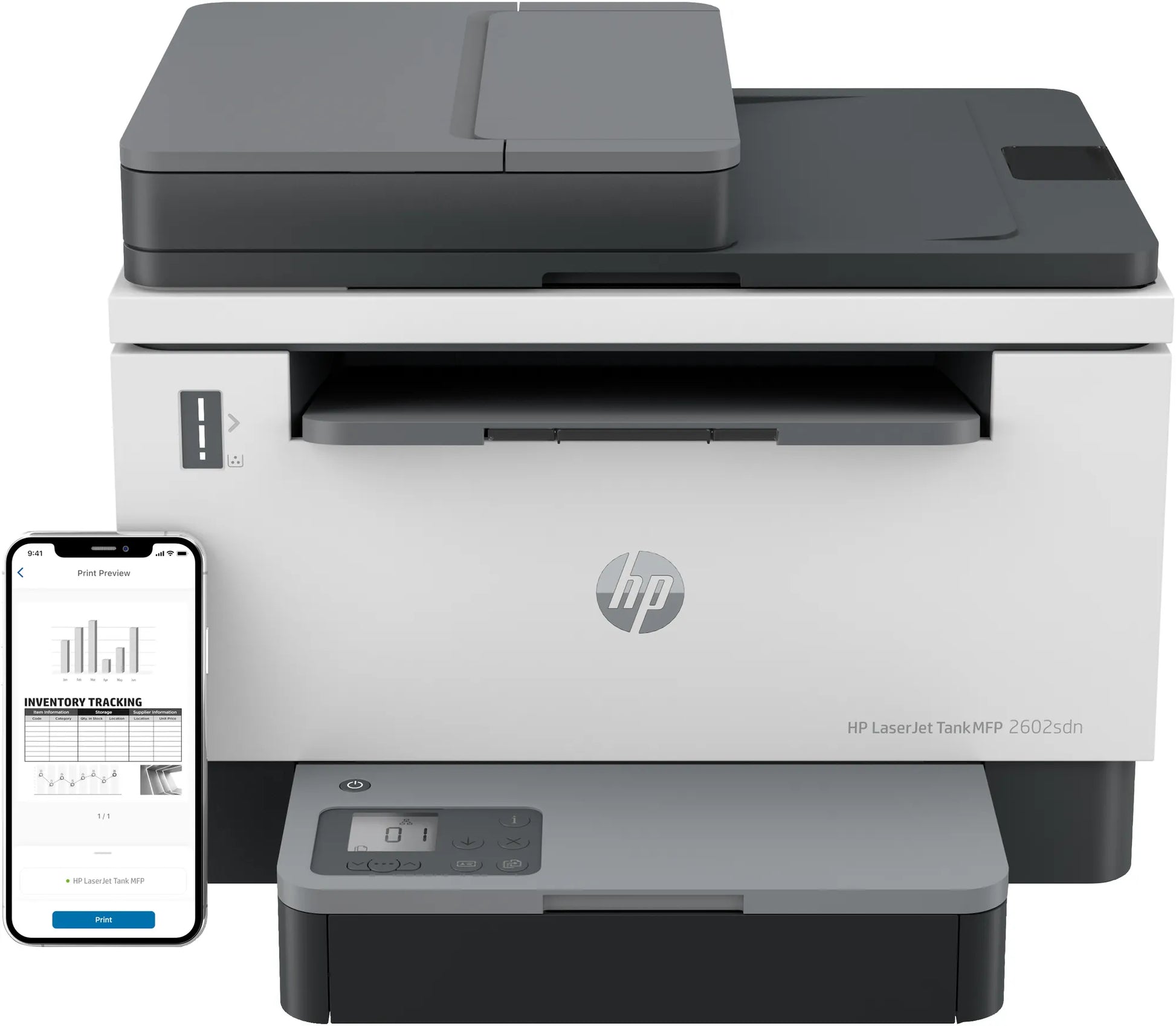 HP LASERJET TANK MFP 2602DN-PRINT, SCAN, COPY, BLACK (A4, NORMAL) UP TO 22 PPM, HI-SPEED USB, ETHERNET 10/100 BT, RECOMMENDED MONTHLY PAGE VOLUME-250-2500, AUTOMATIC DUPLEX PRINTING, HP AUTO-ON/AUTO-OFF, HP SMART APP, SUPPLIES-HP 153 BLACK OR HP 154 BLACK - Guards On Duty Shop & Security Guards
