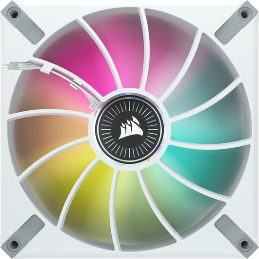 Corsair ML140 140mm PWM 400 - 2000 RPM Premium Magnetic Levitation Fan; Dual Pack With Lighting Node Core - White