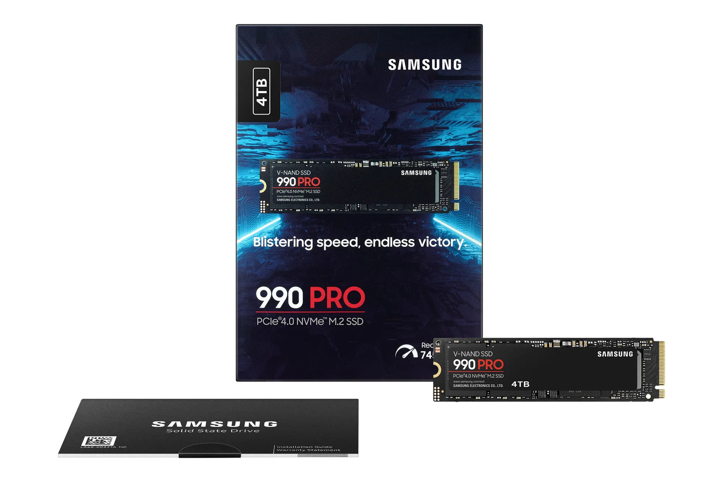 SAMSUNG 990 PRO 4 TB NVME SSD - READ SPEED UP TO 7450 MB/S, WRITE SPEED TO UP 6900 MB/S, RANDOM READ UP TO 1400000 IOPS, RANDOM WRITE UP TO 1550000 IOPS, PCIE 4.0 X4, NVME 2.0, V-NAND 3BIT MLC, IN-HOUSE CONTROLLER, 2GB LOW POWER DDR4, 2400TBW 5 YEAR CARRY - Guards On Duty Shop & Security Guards