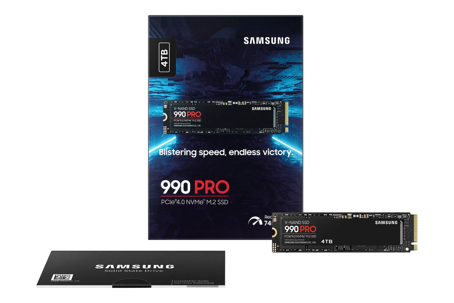 SAMSUNG 990 PRO 4 TB NVME SSD - READ SPEED UP TO 7450 MB/S, WRITE SPEED TO UP 6900 MB/S, RANDOM READ UP TO 1400000 IOPS, RANDOM WRITE UP TO 1550000 IOPS, PCIE 4.0 X4, NVME 2.0, V-NAND 3BIT MLC, IN-HOUSE CONTROLLER, 2GB LOW POWER DDR4, 2400TBW 5 YEAR CARRY - Guards On Duty Shop & Security Guards