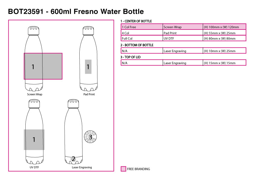 600ml Fresno Water Bottle