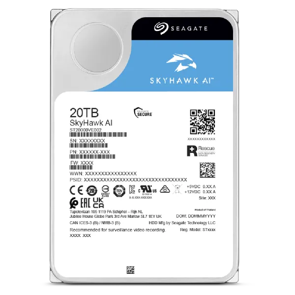 Seagate Skyhawk AI ST16000VE004 16TB 3.5'' HDD Surveillance Drives/ SATA 6GB/s Interface/ 256MB Cache/ RPM: 7200/ 512e.