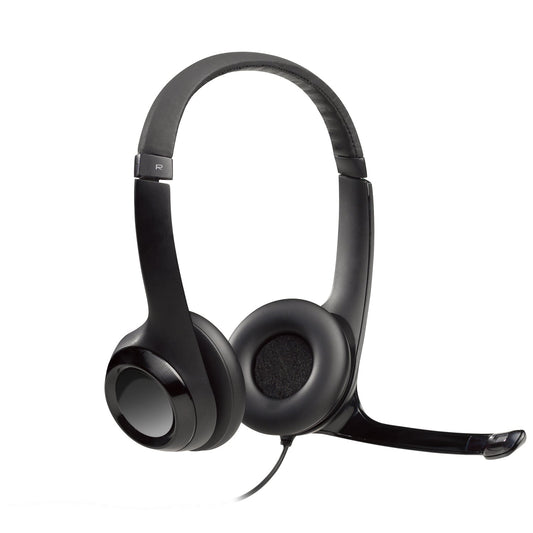 981-000406 - Logitech Headset H390 Black USB-A Stereo Internet headset adjustable headband Noise cancelling rotating microphone