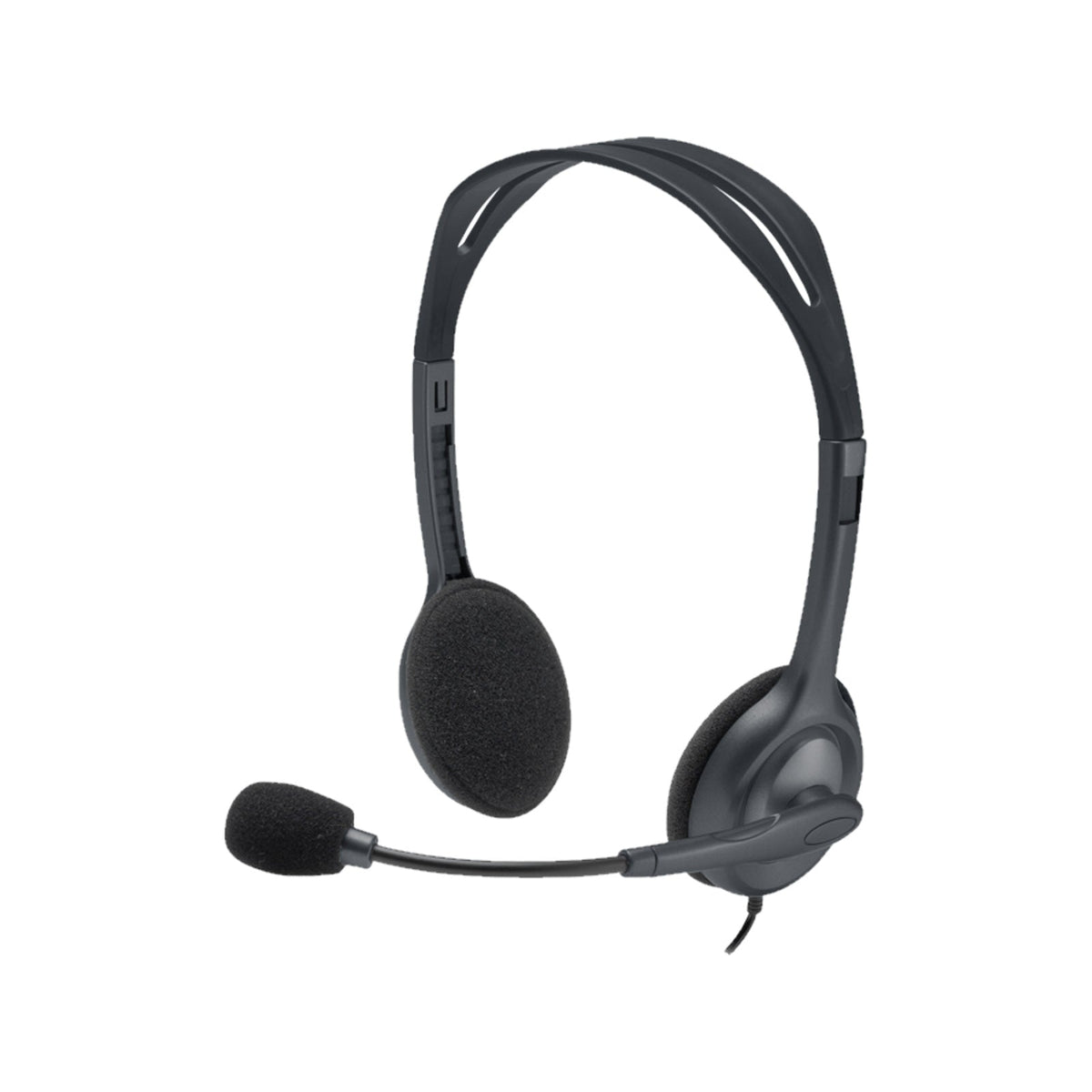 981-000593 - Logitech Headset H111 Analog Stereo Headset One plug Noise Cancelling mic full stereo sound Flexible Rotating Boom