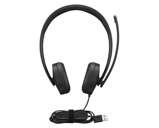 LENOVO USB-A Wired Stereo Headset Gen 2 | Inline Control Box | Double-Sided Boom Mic | 2yr Carry In