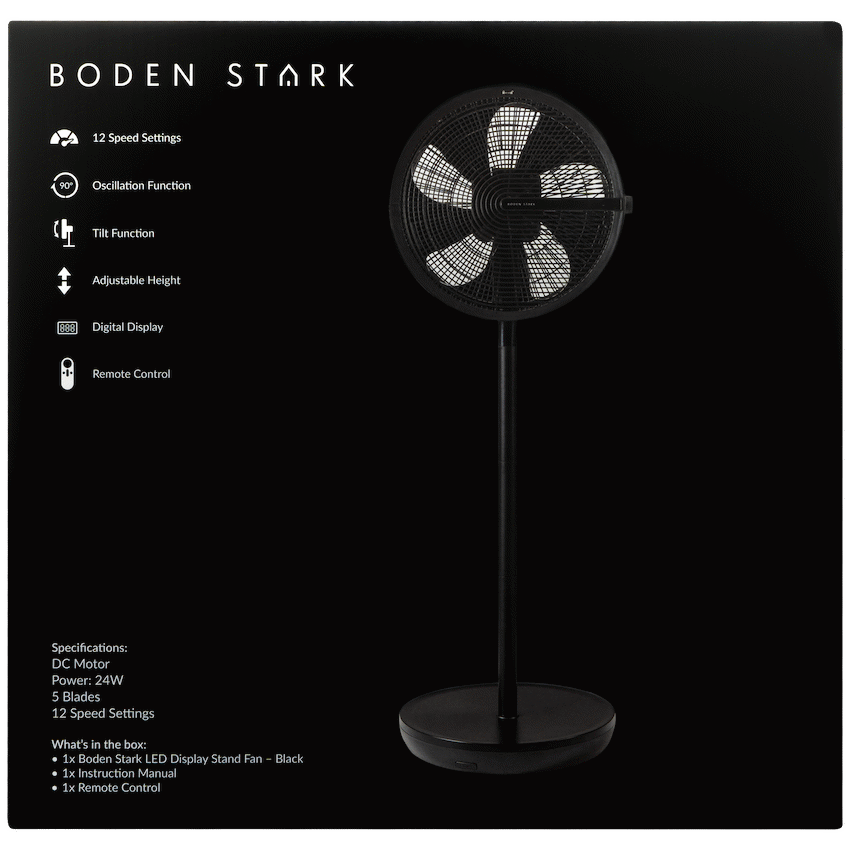 Boden Stark LED Display Stand Fan - Black - Guards On Duty Shop & Security Guards