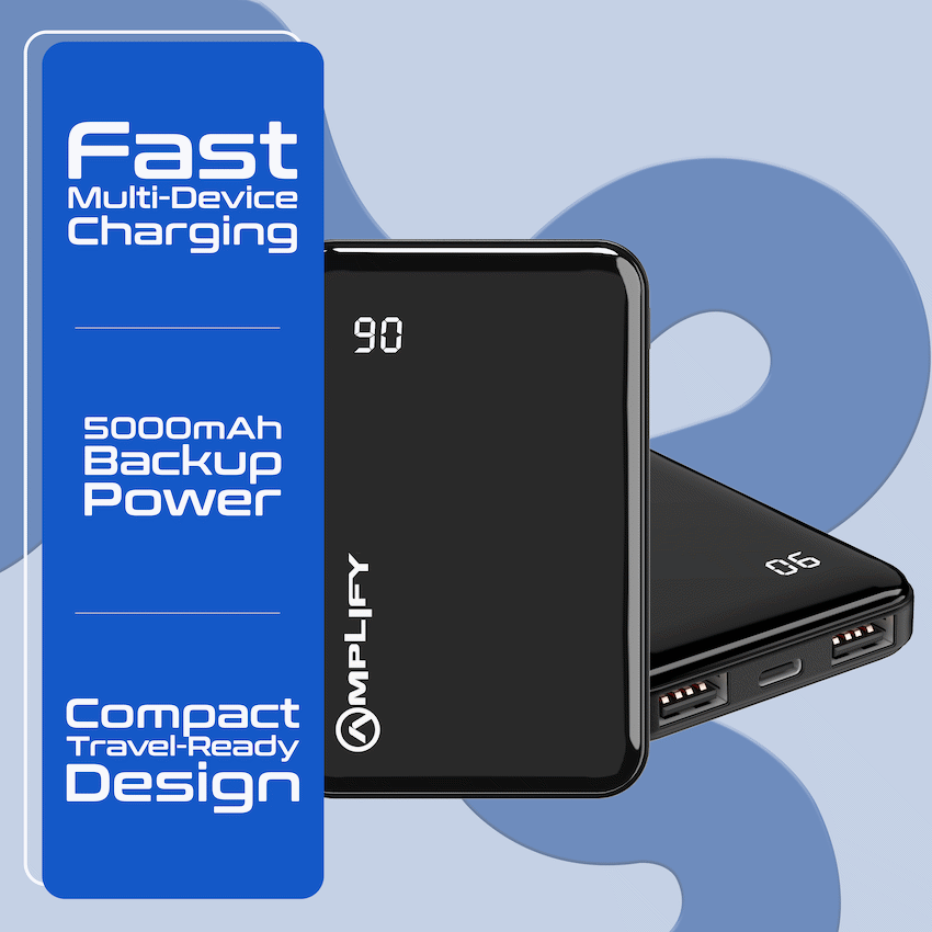 Amplify Spark 2 Series 5000 mAh Power Bank - Black - Guards On Duty Shop & Security Guards