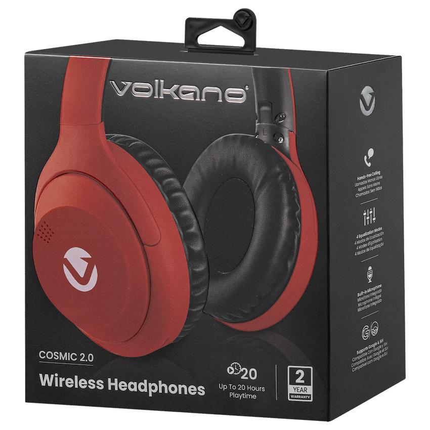 Volkano Cosmic 2 Series Bluetooth Headphones - Red