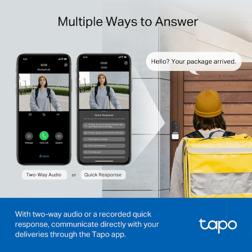TP-Link Tapo D230S1 5MP 2K Smart Battery Video Doorbell 180 Days