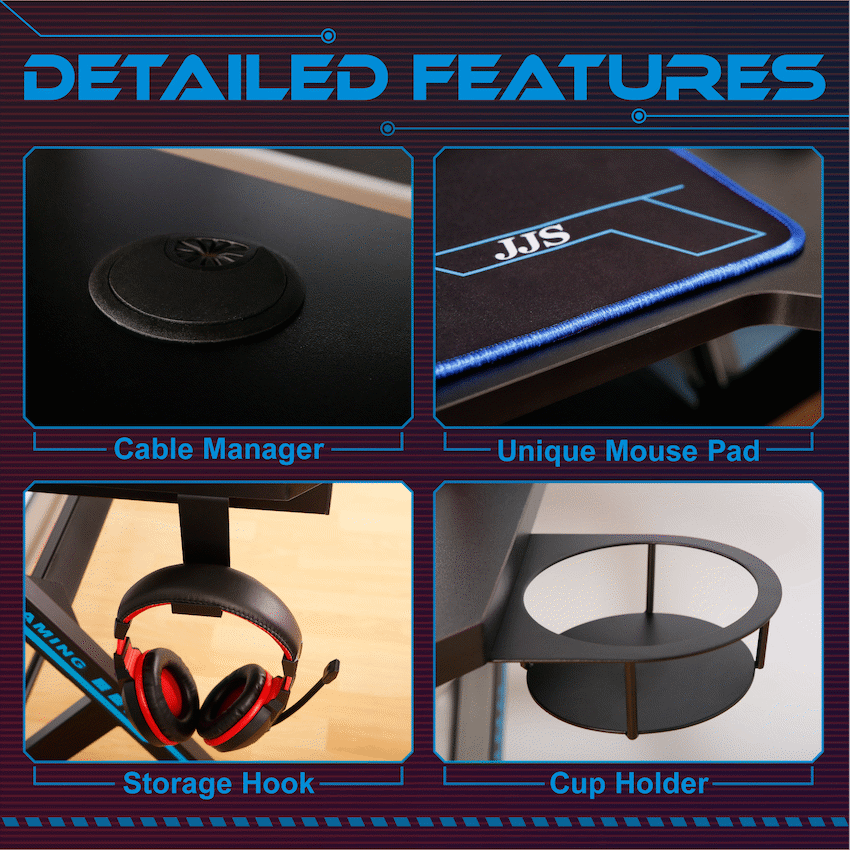 VX Gaming Donahue Gaming Desk - Black with Headphone Hook - Guards On Duty Shop & Security Guards