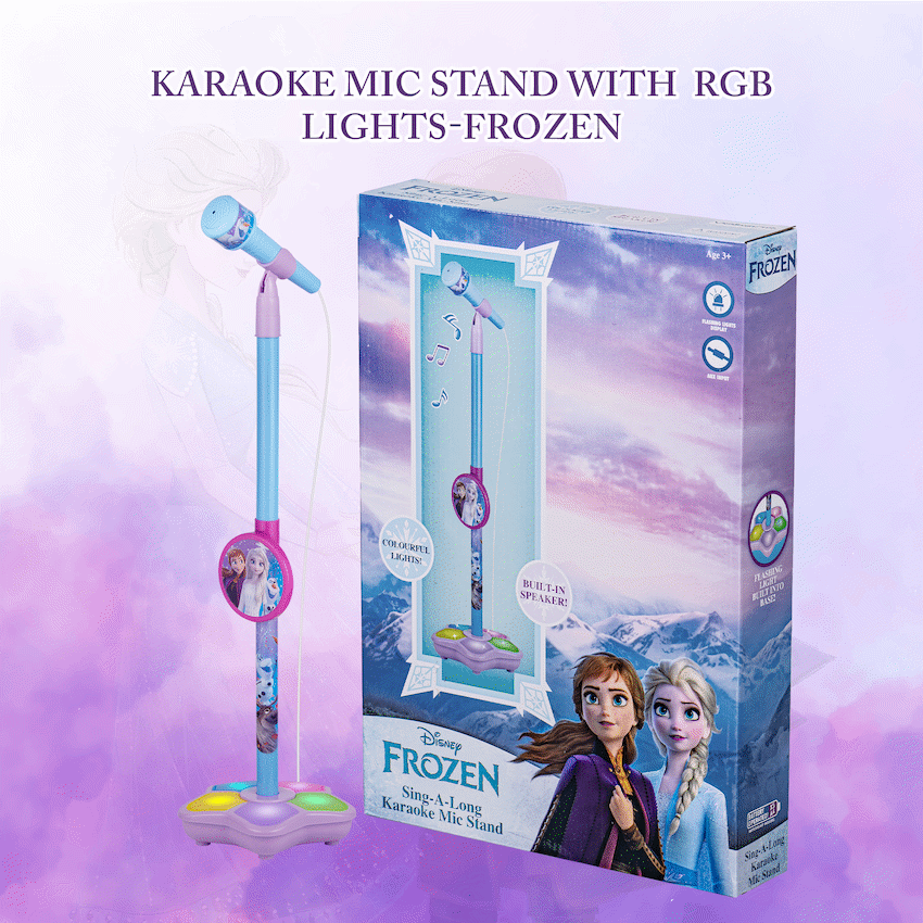 Disney Frozen Auxiliary Star Karaoke Microphone Stand with Colourful Lights - Guards On Duty Shop & Security Guards