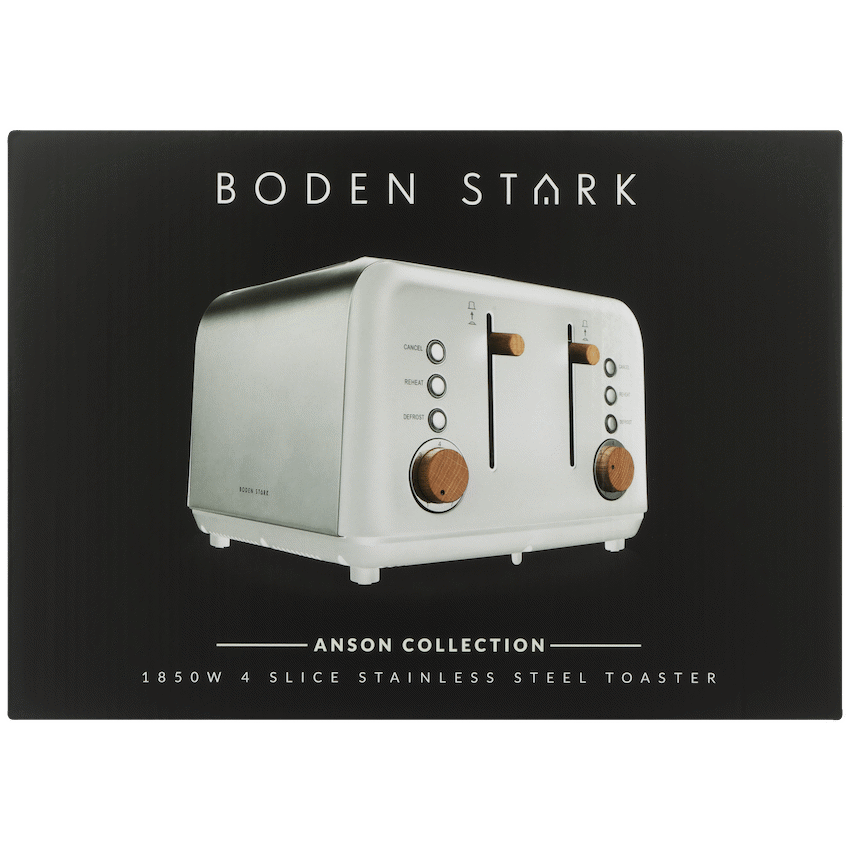 Boden Stark Anson Collection 4 Slice SS Toaster White - Guards On Duty Shop & Security Guards