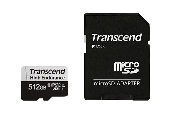 TRANSCEND 350V 512GB HIGH ENDURANCE MICRO SD UHS-I  U3 CLASS10 - READ 100 MB/S - WRITE 60MB/S - WITH SD ADPTOR