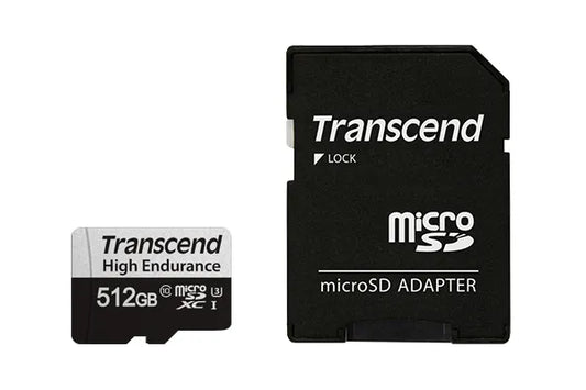 TRANSCEND 350V 512GB HIGH ENDURANCE MICRO SD UHS-I  U3 CLASS10 - READ 100 MB/S - WRITE 60MB/S - WITH SD ADPTOR