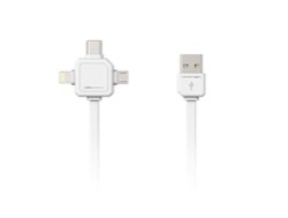 Allocacoc 3-in-1 USB Charge Sync Cable - White