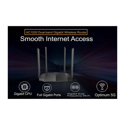 Tenda AC8 - TENDA DUAL BAND ROUTER, AC1200 GIGABIT WIRELESS ROUTER 1XWAN PORT AND 3XLAN PORT 4x6dBi EXTERNAL HIG