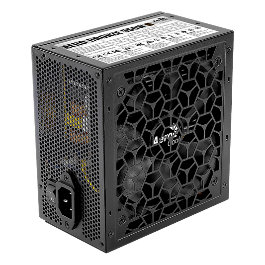 Aerocool AERO Bronze 550W PSU - ATX 24 PIN; 1x 4+4PIN CPU; 4x SATA; 2x PATA; 1x PCIe 6+2PIN