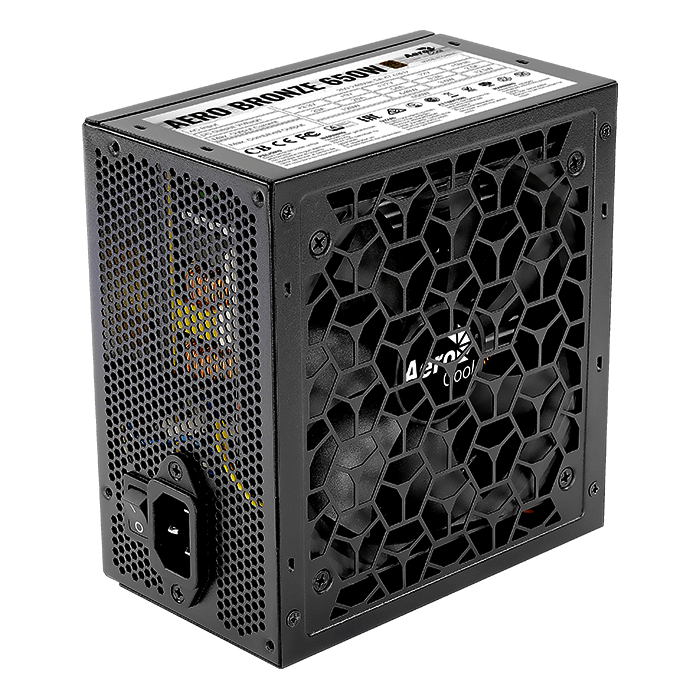 Aerocool AERO Bronze 650W PSU - ATX 24 PIN; 1x 4+4PIN CPU; 5x SATA; 4x PATA; 2x PCIe 6+2PIN