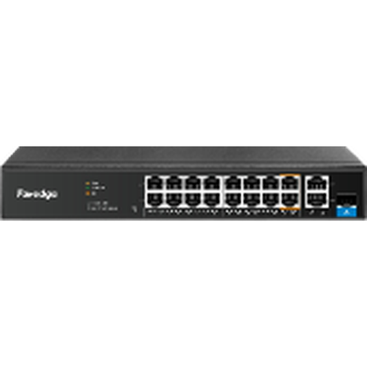 Unmanged 18-Port Fast Ethernet Switch  with 16 Port AI PoE, 1*R45& 1* Combo uplink, 150W POE output