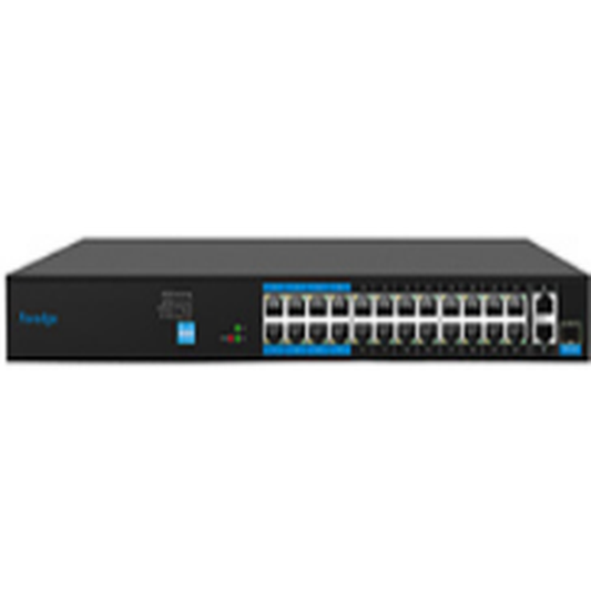Unmanged 26-Port Fast Ethernet Switch  with 24 Port AI PoE, 1*R45& 1* Combo uplink, 250W POE output