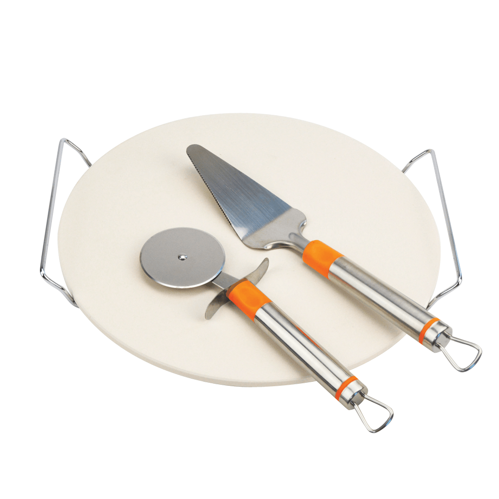 Alva Pizza Stone 30cm With Lifter & Cutter - Alva Pizza Stone Lifter & Cutter
