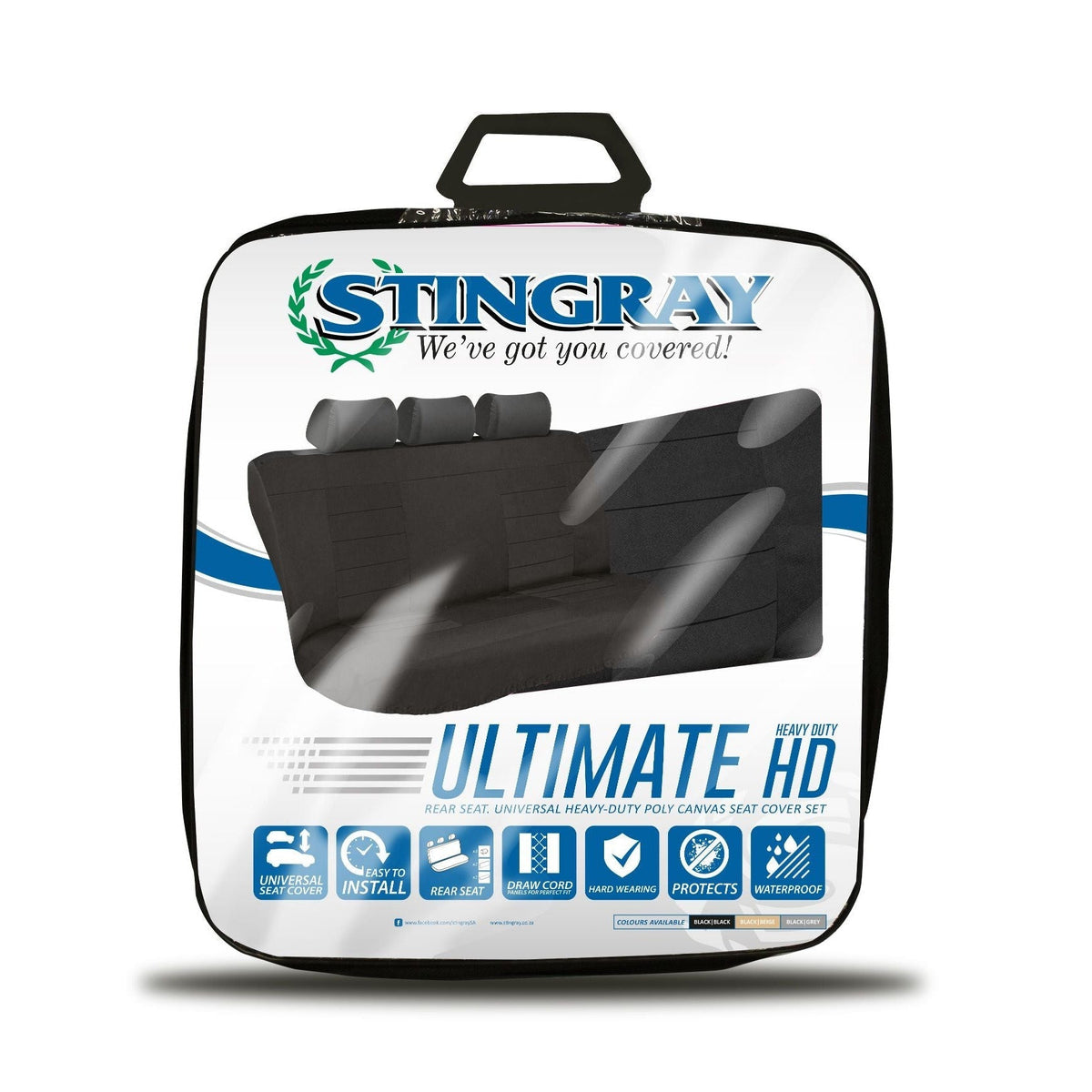 Ultimate HD Rear Car Seat Cover Set - Stingray - Black