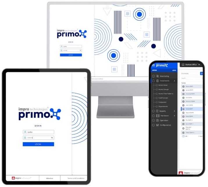 Impro Primo v2025.X Software, System: 2 Sites, 500 Credentials, 20 Doors, 500 Credential holders Per Site: 500 Credentials, 20 Doors, 500