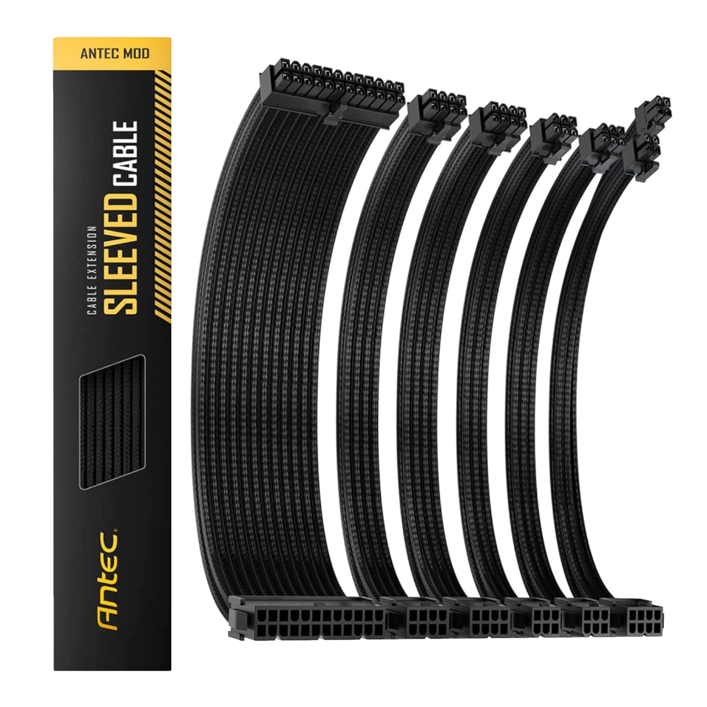 Antec 300mm Sleeved Braided Power Extension Cable Kit - Black  - Guards On Duty Shop & Security Guards