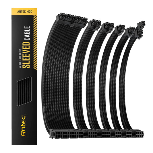 Antec 300mm Sleeved Braided Power Extension Cable Kit - Black  - Guards On Duty Shop & Security Guards