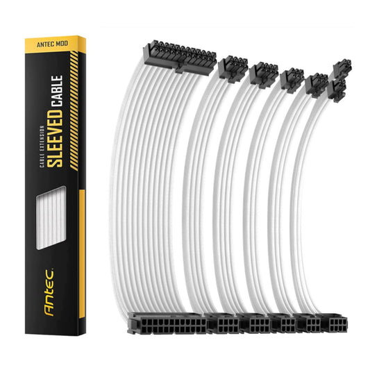 Antec 300mm Sleeved Braided Power Extension Cable Kit – White - Guards On Duty Shop & Security Guards