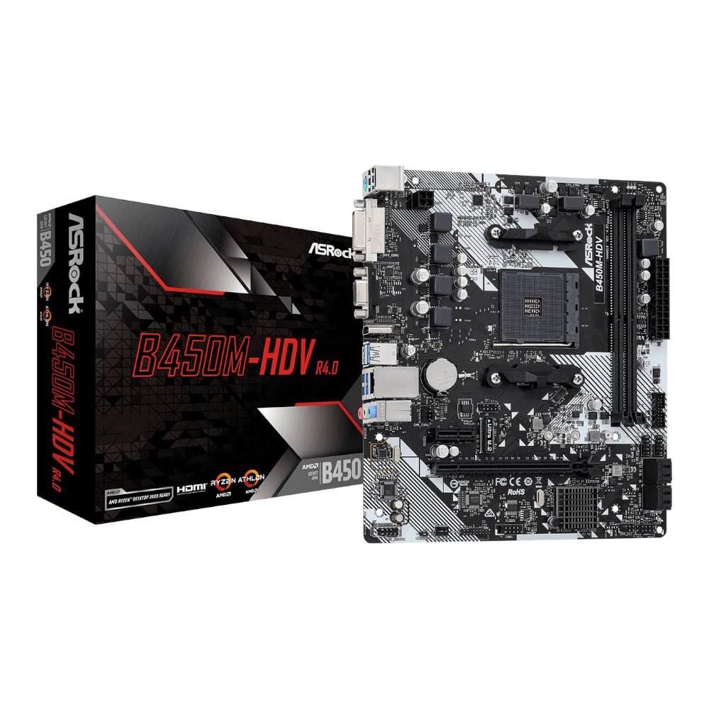 ASRock B450M-HDV R4.0 AMD AM4 M-ATX Motherboard - Guards On Duty Shop & Security Guards