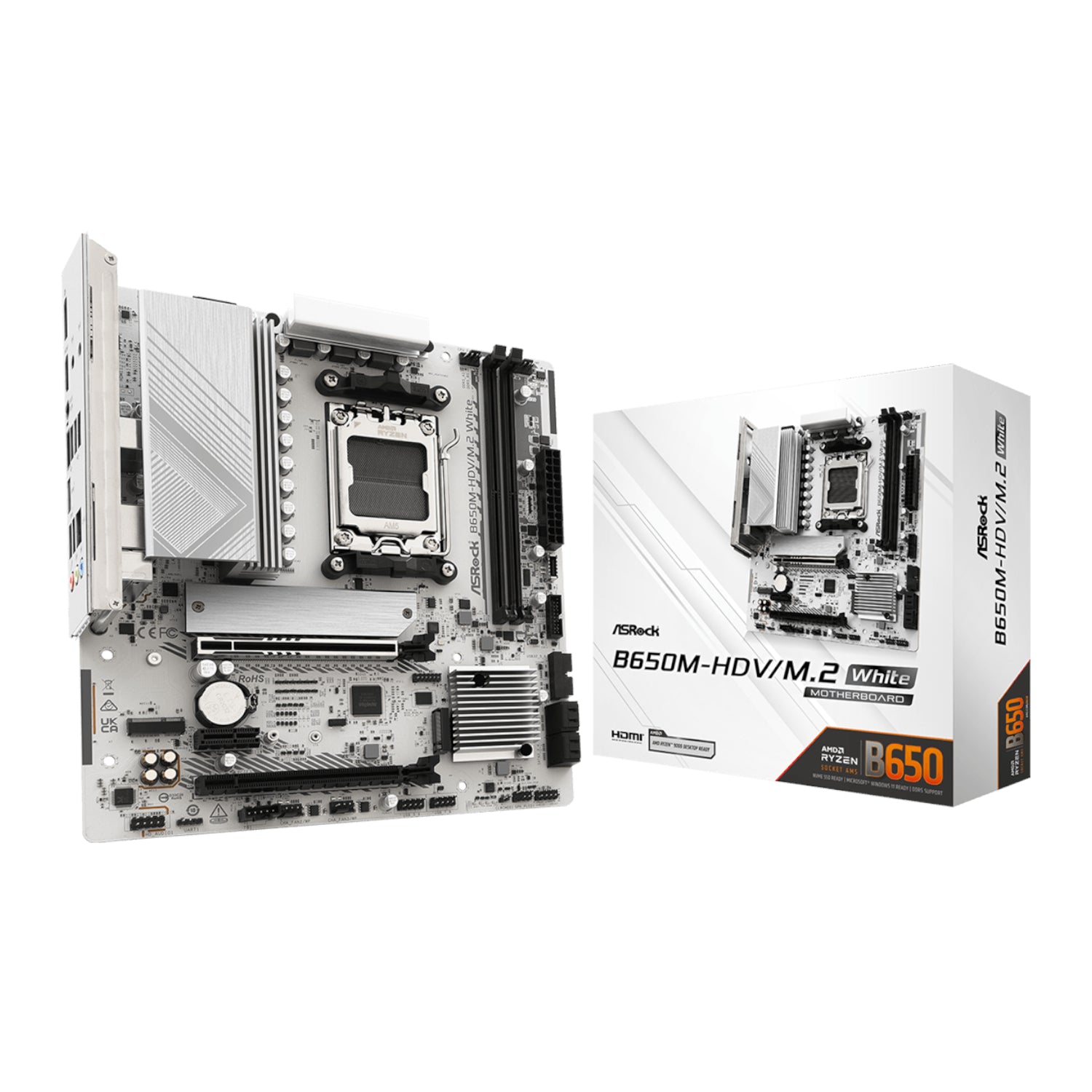 ASRock B650M-HDV/M.2 AM5 Micro-ATX Motherboard - White - Guards On Duty Shop & Security Guards
