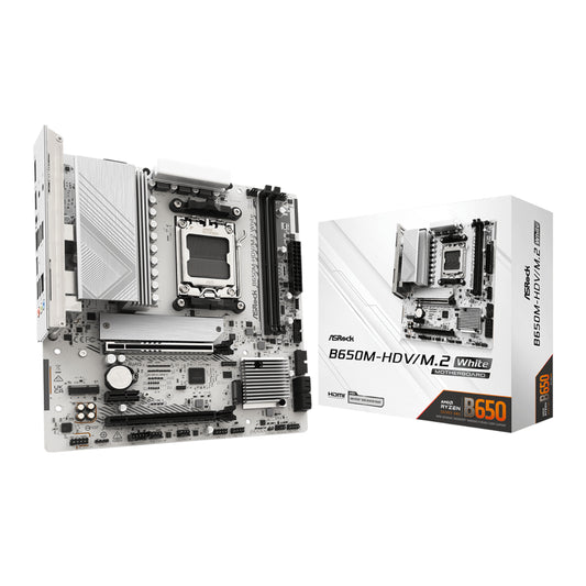 ASRock B650M-HDV/M.2 AM5 Micro-ATX Motherboard - White - Guards On Duty Shop & Security Guards