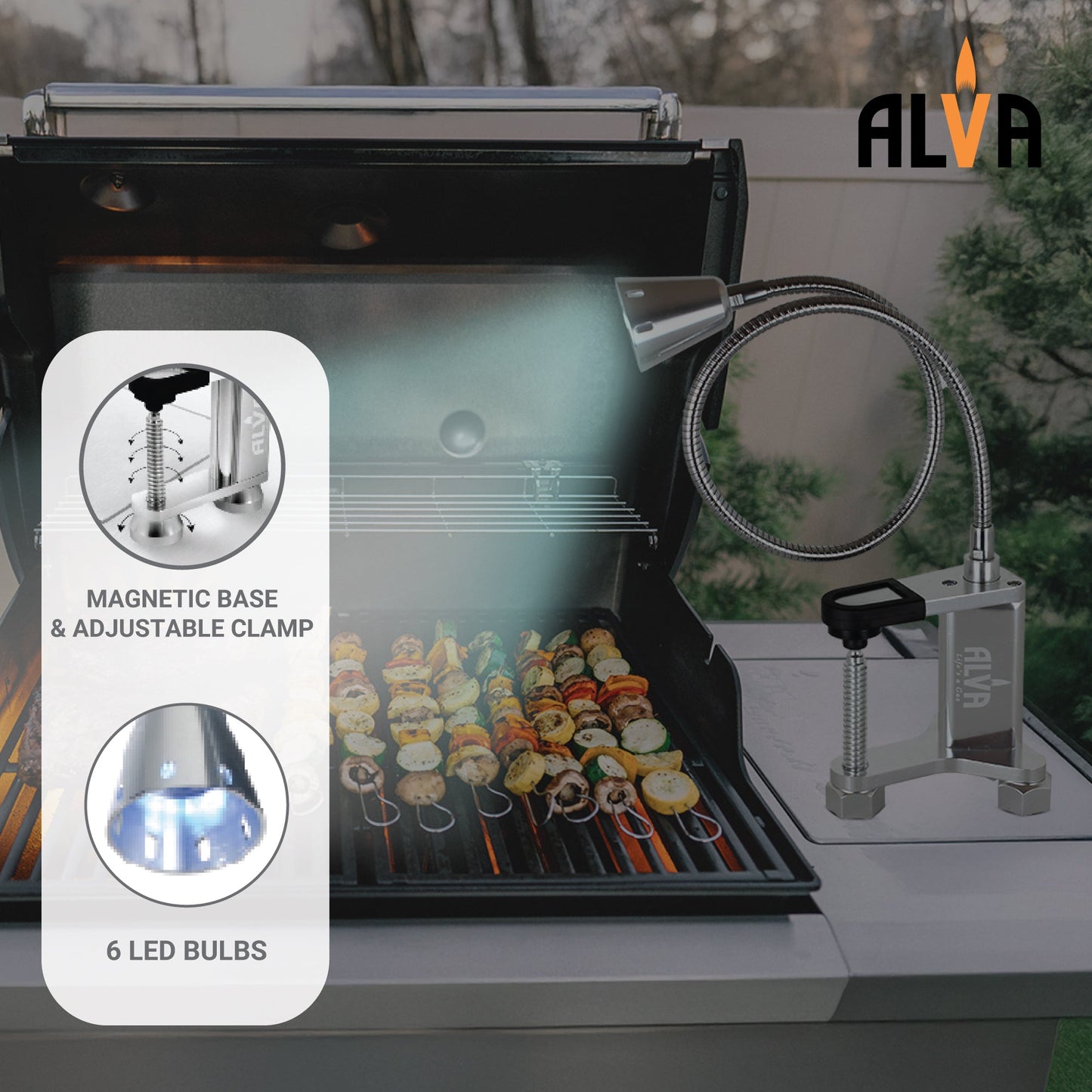 Alva 6 LED Flexible Aluminium Grill Light - Alva 6 LED Flexible Aluminium Grill Light