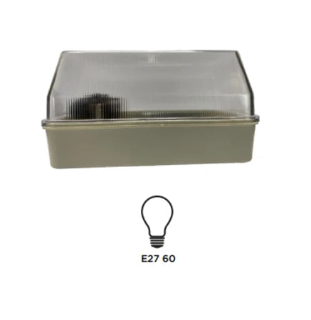 Bulkhead PVC Rectangular High Visor E27